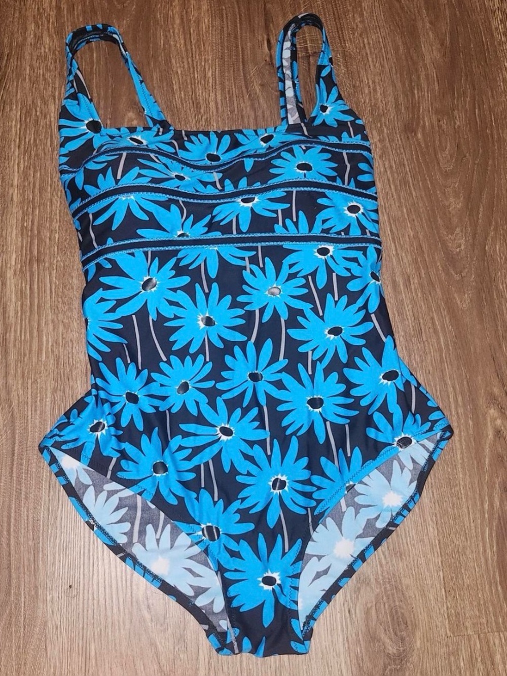 Gottex Blue Floral One-Piece Swimsuit SZ 8